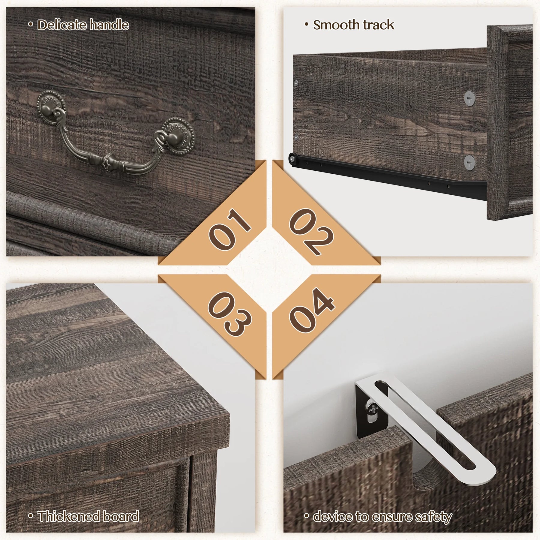 Enhomee Wood Dressers for Bedroom with 9 Drawers White Dresser Chest of Drawers for Living Room