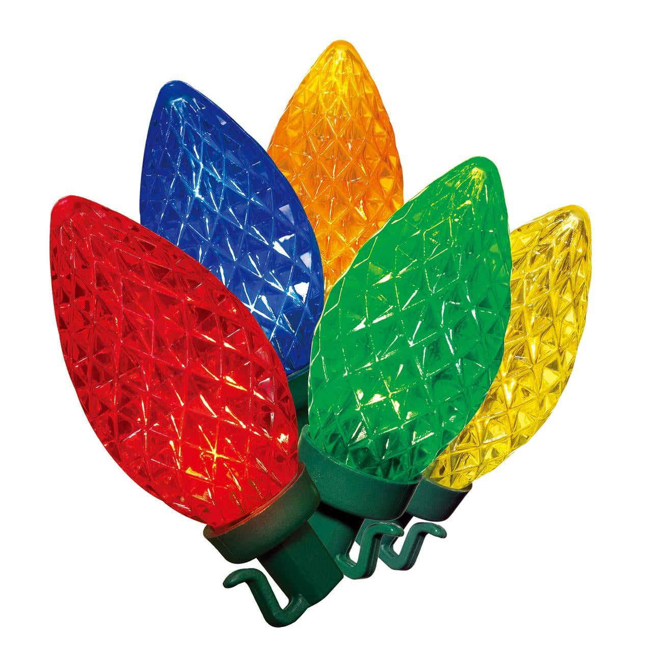 Holiday Time 100-Count Multicolor LED Diamond-Cut C9 Christmas Lights, with Green Wire, 59.6 Feet
