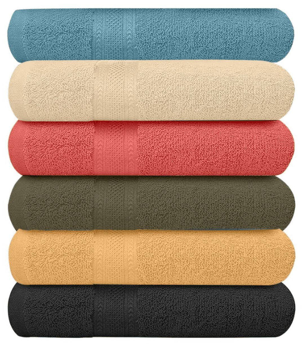 Springfield Linen Luxurious Viscose Embroidered 6 Pack Bath Towels Extra-Absorbent 100% Cotton - 27 inch x 54 inch, Size: 27 x 54, Blue