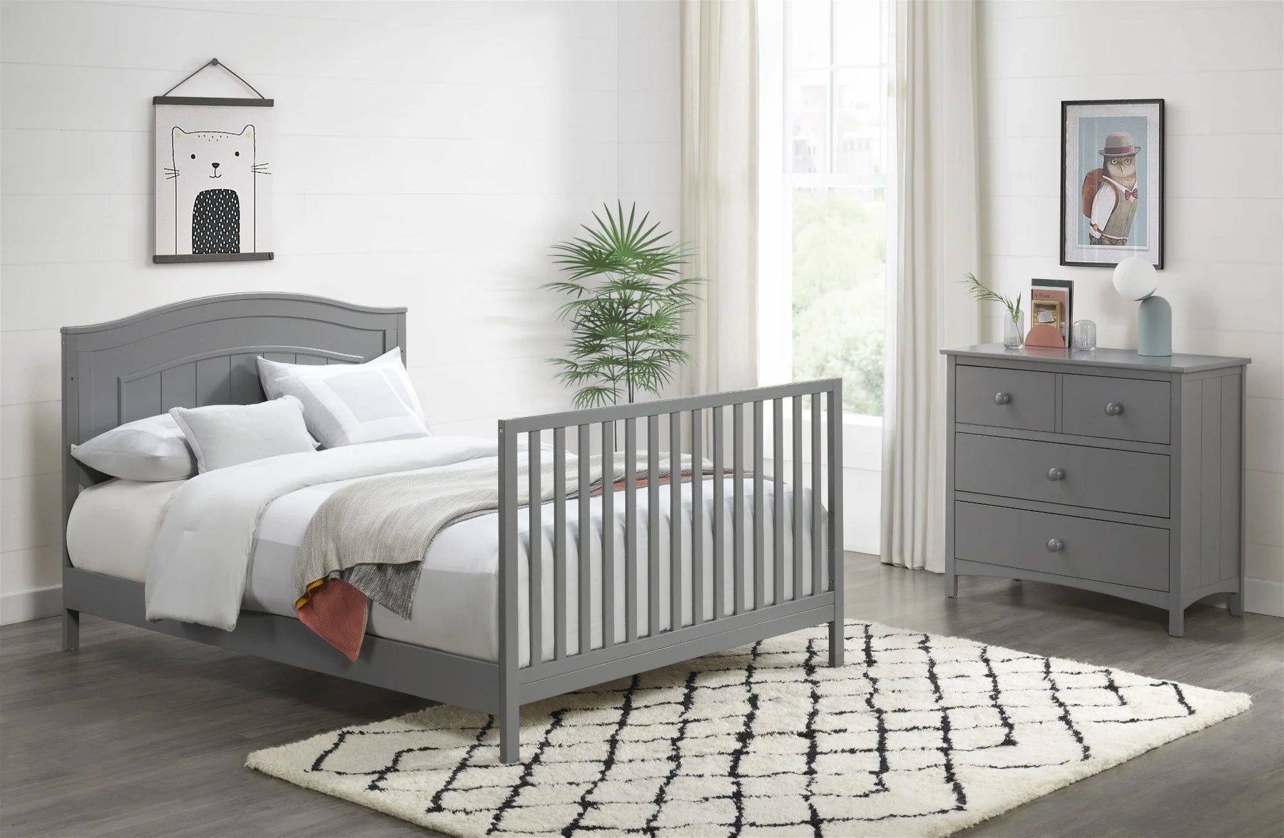 Oxford Baby North Bay 4 - in - 1 Convertible Crib, Snow White, GREENGUARD Gold Certified, Wooden Crib