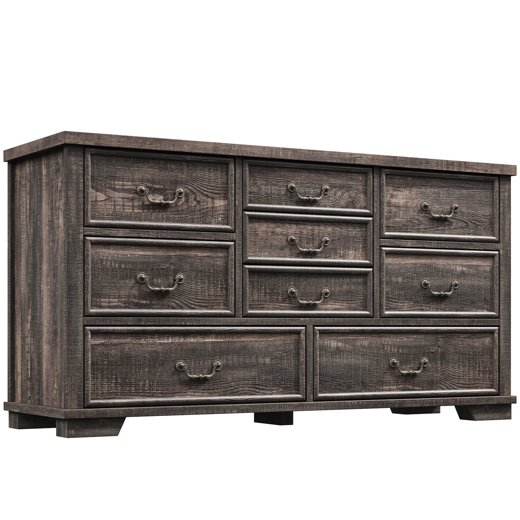 Enhomee Wood Dressers for Bedroom with 9 Drawers White Dresser Chest of Drawers for Living Room