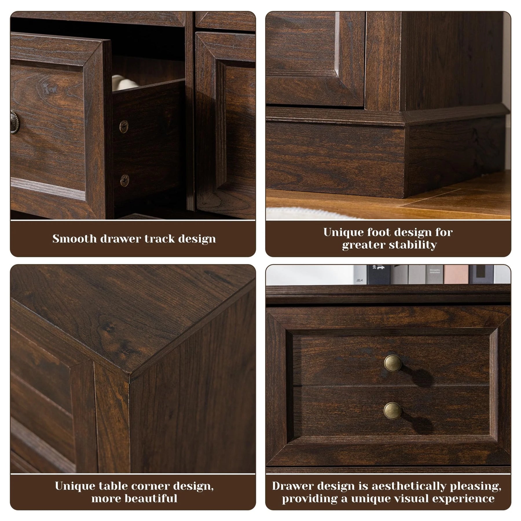 Enhomee Wood Dressers for Bedroom with 9 Drawers White Dresser Chest of Drawers for Living Room