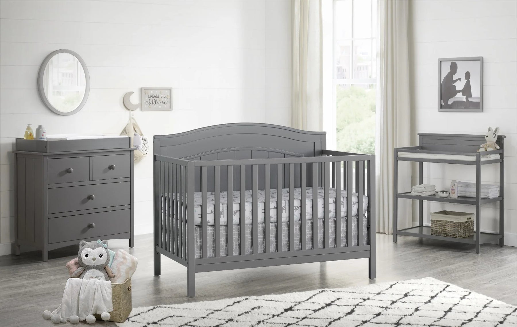 Oxford Baby North Bay 4 - in - 1 Convertible Crib, Snow White, GREENGUARD Gold Certified, Wooden Crib